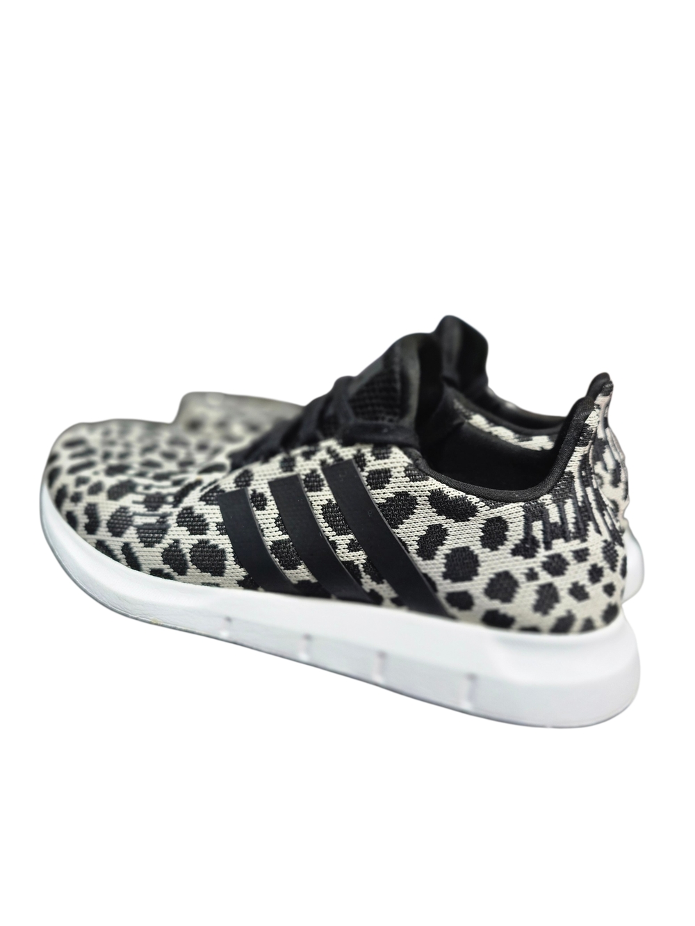 Adidas Swift Run Women's Leopard Print Lightweight Sneaker - Black & White 8.5